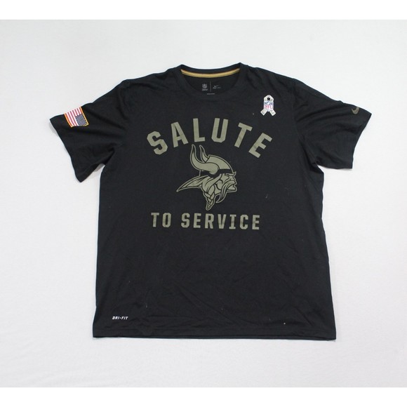 Nike Men Black Tee Shirt Dri Fit Minnesota Vikings Salute To Service Size XL - Picture 1 of 12